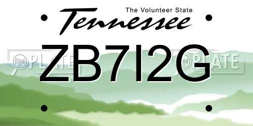 ZB7I2G Tennessee License Plate