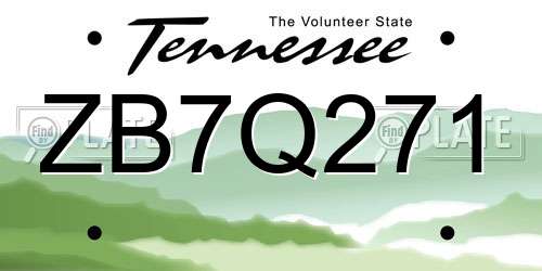 ZB7Q271 Tennessee License Plate