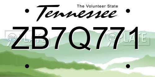 ZB7Q771 Tennessee License Plate