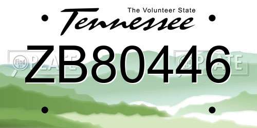 ZB80446 Tennessee License Plate