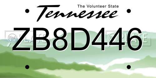 ZB8D446 Tennessee License Plate
