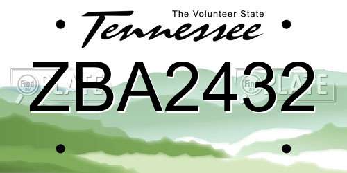 ZBA2432 Tennessee License Plate