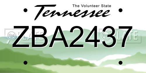ZBA2437 Tennessee License Plate