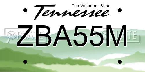 ZBA55M Tennessee License Plate