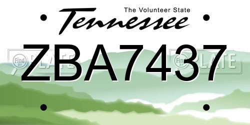 ZBA7437 Tennessee License Plate