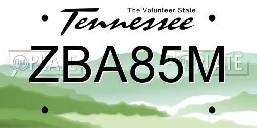 ZBA85M Tennessee License Plate