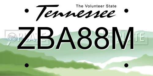 ZBA88M Tennessee License Plate
