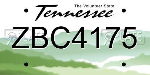 ZBC4175 Tennessee License Plate