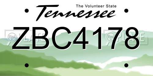 ZBC4178 Tennessee License Plate