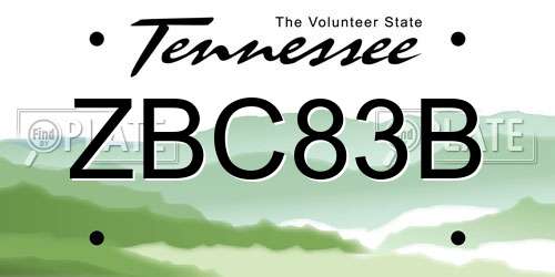 ZBC83B Tennessee License Plate