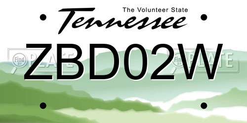 ZBD02W Tennessee License Plate