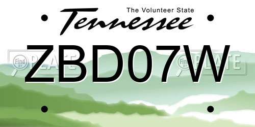 ZBD07W Tennessee License Plate