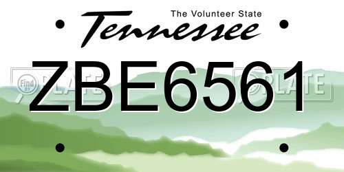 ZBE6561 Tennessee License Plate