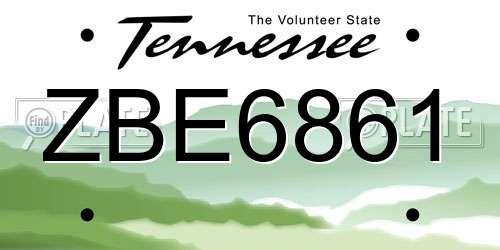 ZBE6861 Tennessee License Plate