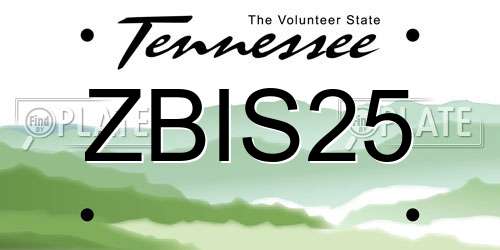 ZBIS25 Tennessee License Plate