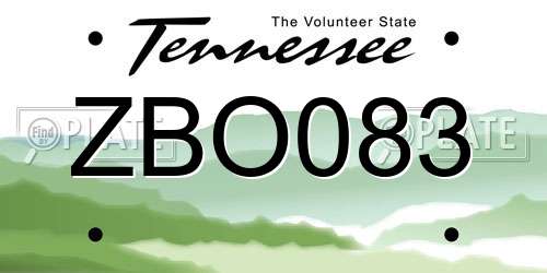 ZBO083 Tennessee License Plate