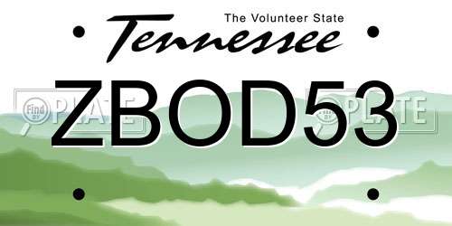 ZBOD53 Tennessee License Plate