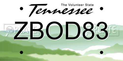 ZBOD83 Tennessee License Plate