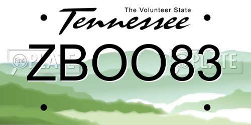 ZBOO83 Tennessee License Plate