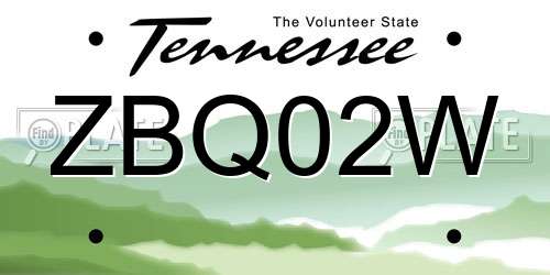 ZBQ02W Tennessee License Plate