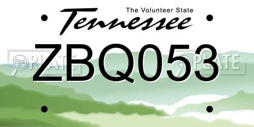 ZBQ053 Tennessee License Plate