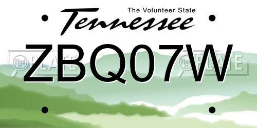 ZBQ07W Tennessee License Plate