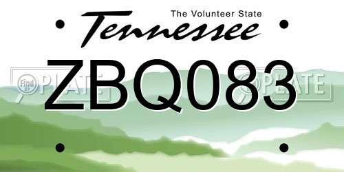 ZBQ083 Tennessee License Plate