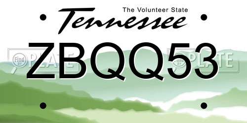 ZBQQ53 Tennessee License Plate