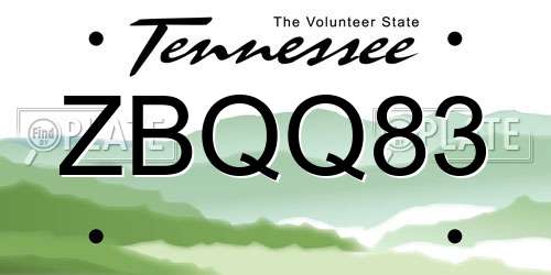 ZBQQ83 Tennessee License Plate