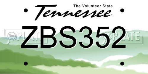 ZBS352 Tennessee License Plate