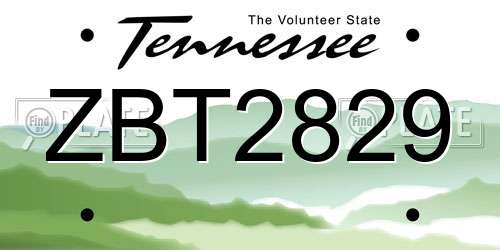 ZBT2829 Tennessee License Plate