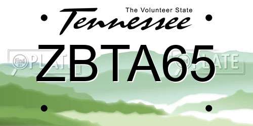 ZBTA65 Tennessee License Plate