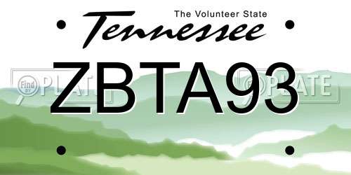 ZBTA93 Tennessee License Plate