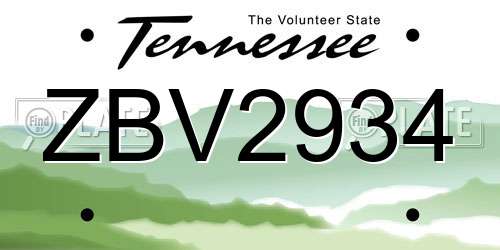 ZBV2934 Tennessee License Plate