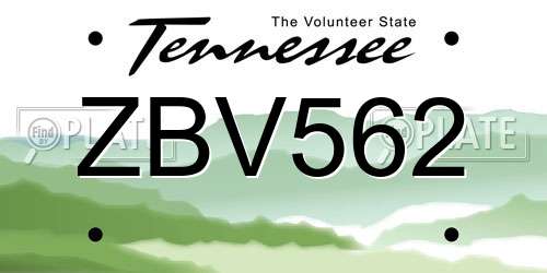 ZBV562 Tennessee License Plate
