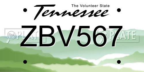 ZBV567 Tennessee License Plate