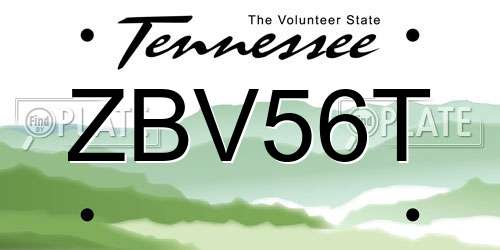 ZBV56T Tennessee License Plate