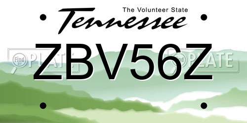 ZBV56Z Tennessee License Plate