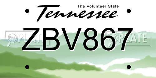 ZBV867 Tennessee License Plate