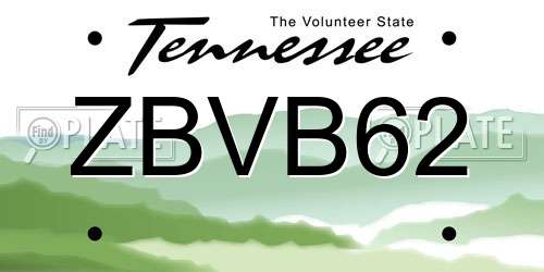 ZBVB62 Tennessee License Plate