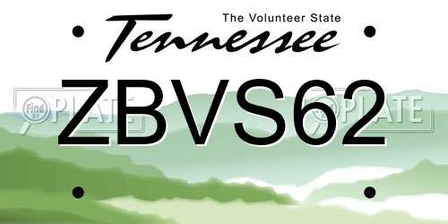 ZBVS62 Tennessee License Plate