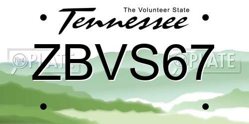 ZBVS67 Tennessee License Plate