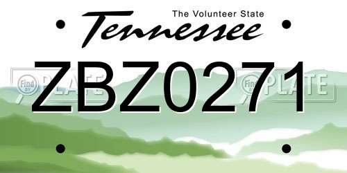 ZBZ0271 Tennessee License Plate