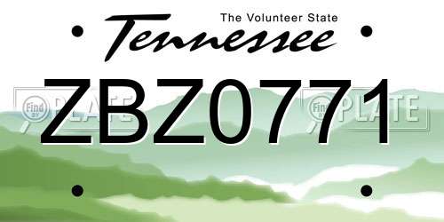 ZBZ0771 Tennessee License Plate