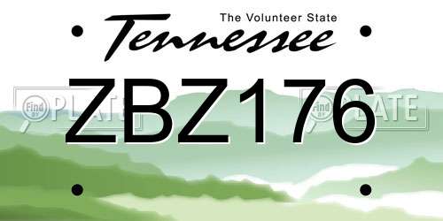ZBZ176 Tennessee License Plate