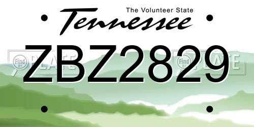 ZBZ2829 Tennessee License Plate