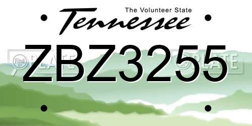 ZBZ3255 Tennessee License Plate