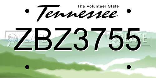ZBZ3755 Tennessee License Plate