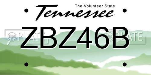 ZBZ46B Tennessee License Plate