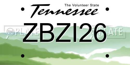 ZBZI26 Tennessee License Plate